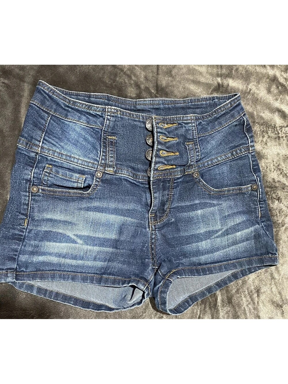 YMI Wax Jeans Denim Shorts Women’s Juniors Low Rise Y2K Button Detail Size Small